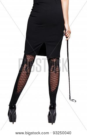 Sexy Woman Body In Long Skirt With Whip