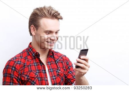 Nice guy holding the mobile phone