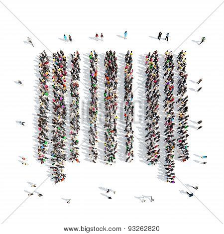 people in the shape of a bar code.