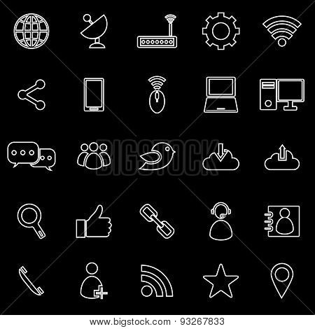 Network Line Icons On Black Background