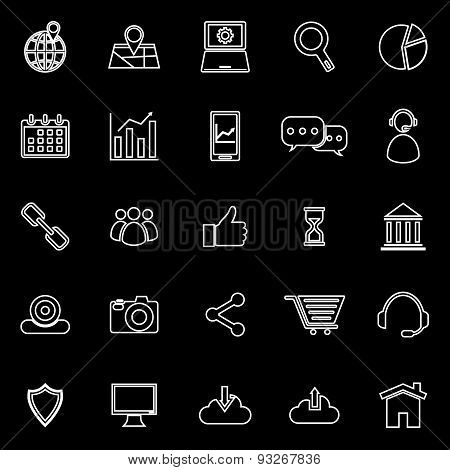 Seo Line Icons On Black Background