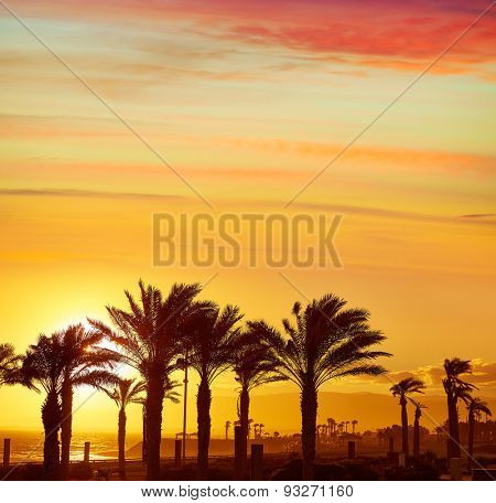 Almeria Cabo de Gata sunset in Retamar beach at Spain