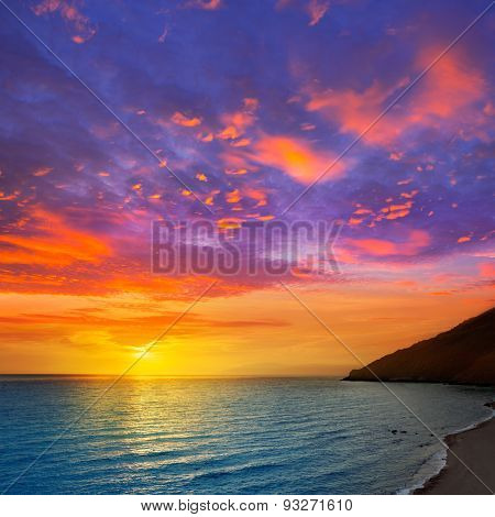 Almeria Cabo de Gata sunset from lighthouse in Mediterranean sea of Spain