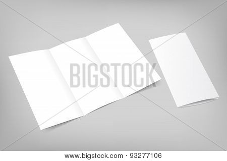 Vector blank tri fold flyer with cover on gray background