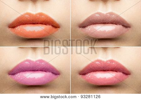 Beautiful Glossy Lips Nude Collection Close-up