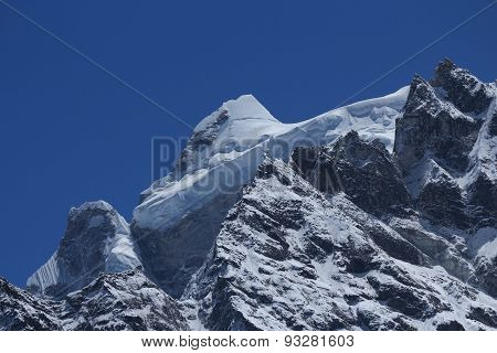 Peak Of Kangtega And Glacier