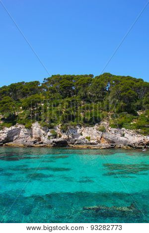 Turquoise Sea in Cala Caldana Menorca Spain