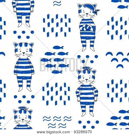 cat vector seamless pattern
