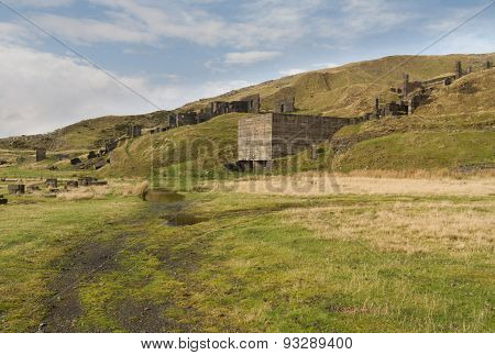Clee Hill Disused Stone Quarry Buildings. Concrete Ruins.