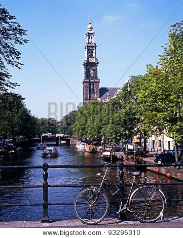 Canal and Westerkerk, Amsterdam.