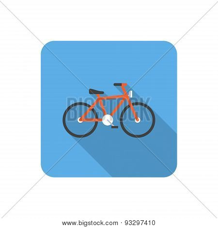 Flat Bicycle Icon With Long Shadow. Vector Illustration