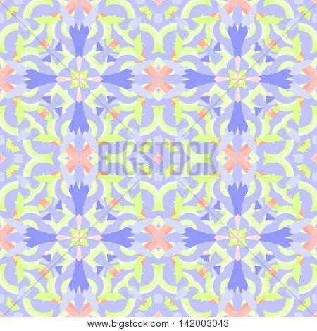 Abstract seamless pattern with geometric and floral ornaments boho. Tile repeat
