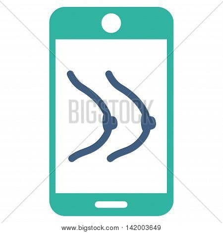 Mobile Erotics vector icon. Style is bicolor flat symbol, cobalt and cyan colors, rounded angles, white background.