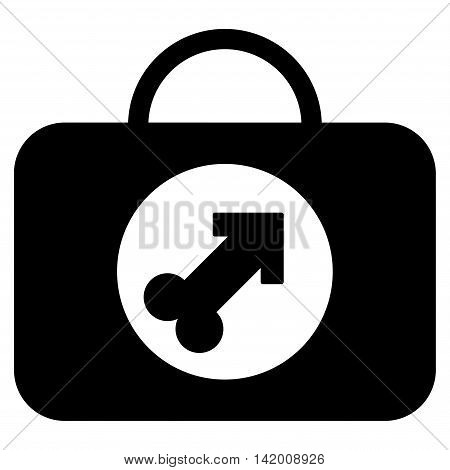 Male Erection Case vector icon. Style is flat symbol, black color, rounded angles, white background.