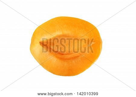 Half apricot without stone isolated on white background with clipping path