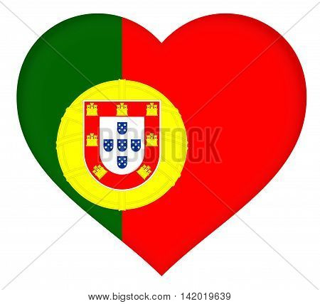 Illustration of the National lag of Portugal shaped like a heart.