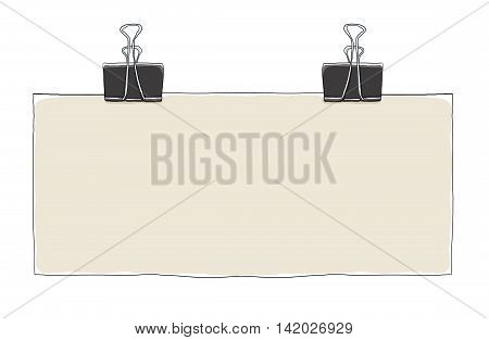 Binder Clips and long blank Paper painting illustration