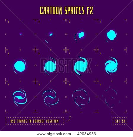 Energy ring explosion sprites or animation frames icons. Use in game development, mobile games or motion graphic. Vector illustration.
