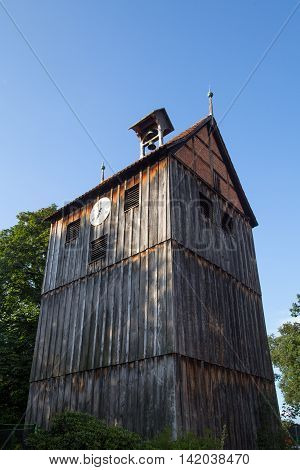 Wienhausen, Germany - August 6, 2016: The wooden bell tower of the Marien Church