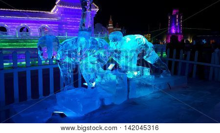 Harbin Ice Festival sculpture 2016 during January and February in the city of Harbin located North East China