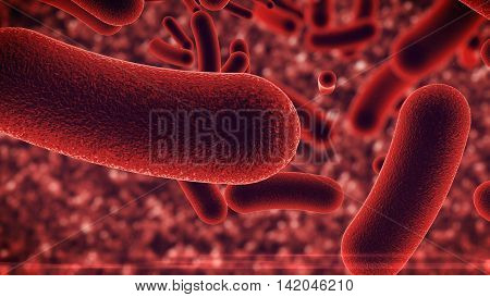 3D illustration. Bacteria virus under microscope. Science concept.