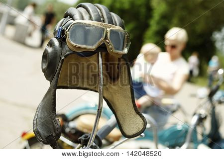 Zaporozhye, Ukraine - May 17, 2014: First All-Ukrainian festival of vintage cars Zaporozhye Gate . 118 cars and 12 motorcycles participated in the festival.