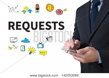 REQUESTS businessman working use smartphone business man work
