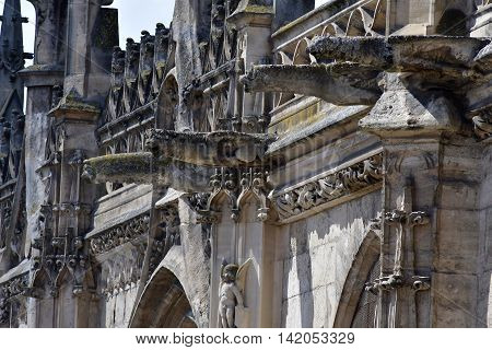 Poissy France - august 6 2016 : the historical collegiate church where the king Saint Louis was baptised