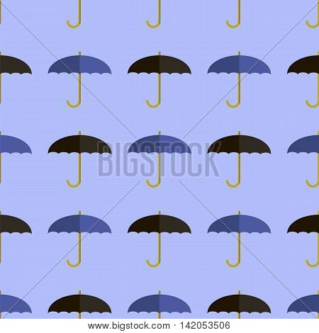 Black Blue Umbrella Seamless Pattern. Umbrellas Background