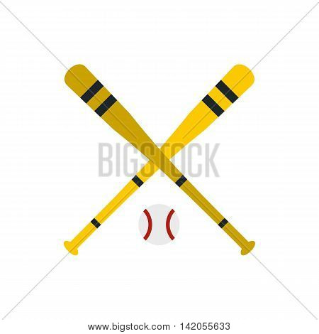 Baseball ball and bat icon in flat style on a white background