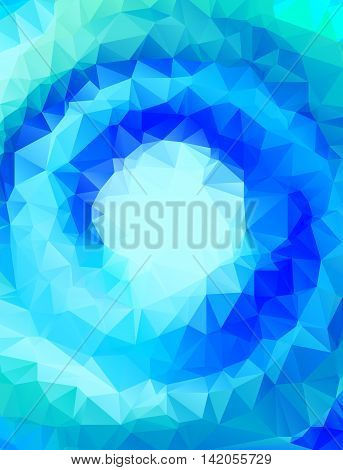 Vector abstract polygonal blue swirl background or frame with empty space