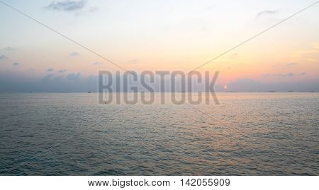 Sunrise in the morning with sea view Maldives