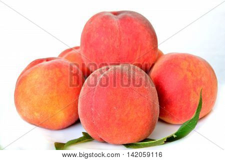 Ripe peach fruit isolated on white background cutout