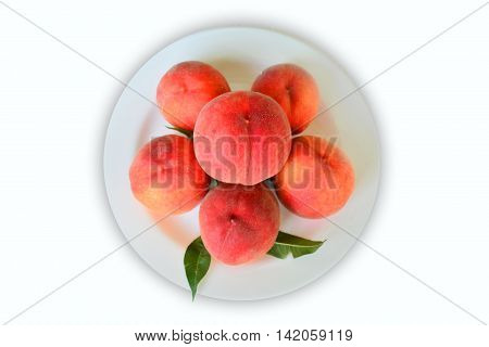 Ripe peach fruit isolated on white background cutout