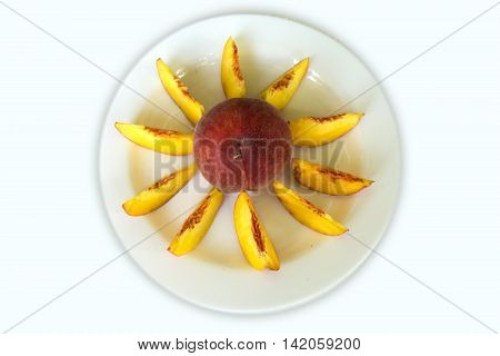 Ripe peach fruit isolated on white background cutout
