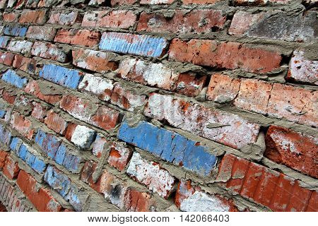Background of old red brick wall pattern texture. Great for graffiti inscriptions.