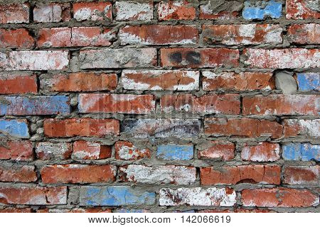 Background of old red brick wall pattern texture. Great for graffiti inscriptions.