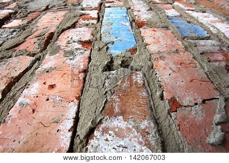 Background of old red brick wall pattern texture. Great for graffiti inscriptions.