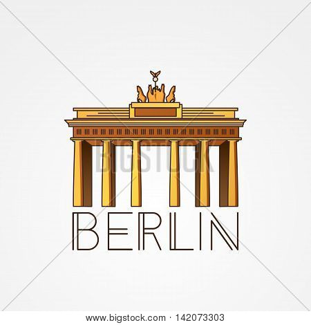 Vector Linear icon of German Towers of Frauenkirche Cathedral Church in Munich Munchen , Germany. Front view.