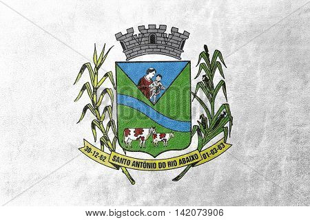 Flag Of Santo Antonio Do Rio Abaixo, Brazil, Painted On Leather Texture