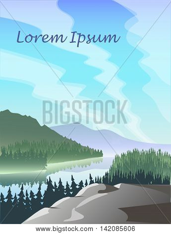 vector illustration of a landscape with a river view