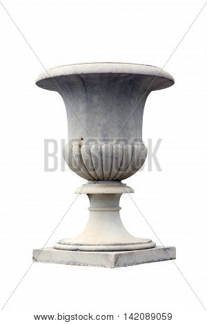 big beautiful white marble vase as small architectural forms isolated on white background