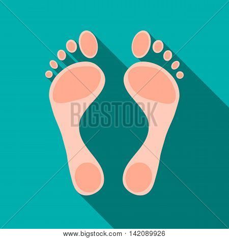 Human feet icon in flat style isolated with long shadow