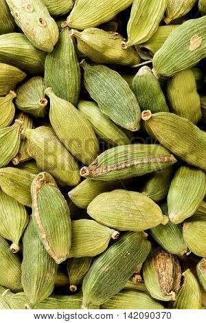 Close up of some green cardamon pods