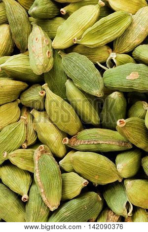 Close up of some green cardamon pods