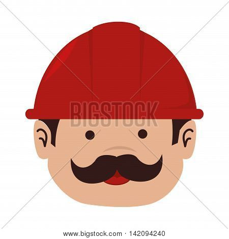 man mechanic helmet service mustache happy overall repair vector graphic isolated and flat illustration