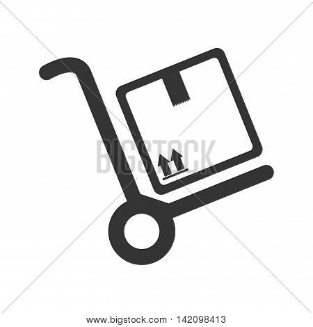 handtruck box delivery transportation wheel top arrow pack cargo vector graphic isolated and flat illustration
