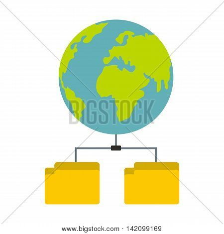 Cloud file storage icon in flat style isolated on white background. Storing symbol