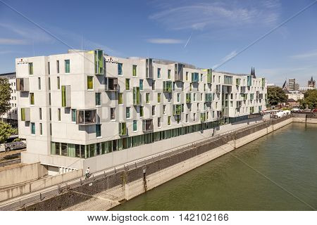 COLOGNE GERMANY - AUG 7 2016: Exterior of the contemporary Art Otel in the city of Cologne Germany