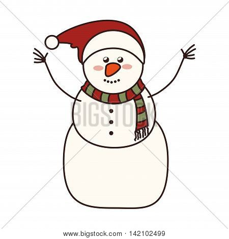 snowman christmas season xmas hat nose smiling happy cold vector graphic isolated and flat illustration